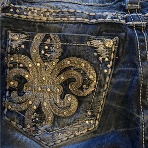 Miss Me Blue Skinny Jeans with Silver Embellishments